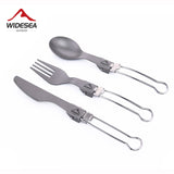 Widesea Titanium Spoon Fork Knife Set Ultralight Camping Tableware Outdoor cooking Equipment Cutlery Cookware Hiking Trekking