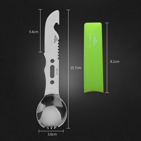 Multifunctional Camping Cookware Spoon Fork Bottle Opener Portable Tool Safety &amp; Outdoor Survival Stainless Steel Survival kit