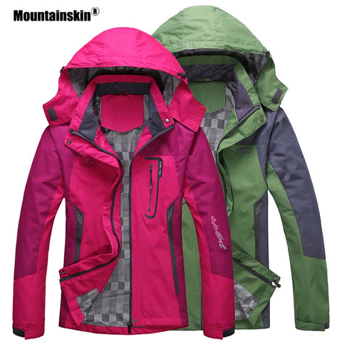 Mountainskin Men Women Spring Autumn Outdo..or Hiking Jackets Waterproof Windbreaker Climbing Camping Trekking Rain Coat VA301.