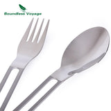 Boundless Voyage Camping Titanium Fork Spoon Chopsticks Set Outdoor Ultralight Tableware Cutlery