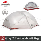 Naturehike Custom Mongar 1 2 3 People Waterproof Double Layer Outdoor Tent Aluminum Rod Gray Ultralight Single Camping Tents Mat