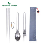 Boundless Voyage Camping Titanium Fork Spoon Chopsticks Set Outdoor Ultralight Tableware Cutlery