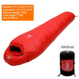 Very Warm White Goose Down Filled Adult Mummy Style Sleeping Bag Fit for Winter Thermal 4 Kinds of Thickness Travel Camping