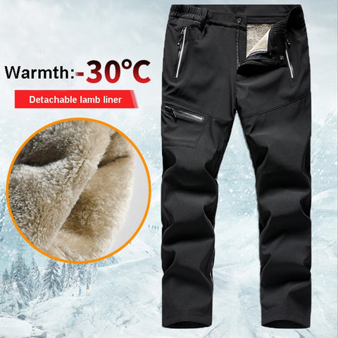 Men Women Winter Lamb Fur Thermal Detachable Waterproof Windproof Pants Ski Camp Hiking Fish Trekking Climb Camouflage Trousers