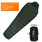 Very Warm White Duck Down Filled Adult Mummy Style Sleeping Bag Fit for Winter Therma 3 Kinds of Thickness Travel Camping