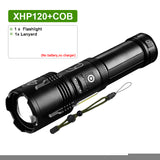 Super XHP120 Powerful Led Flashlight XHP90 High Power Torch light Rechargeable Tactical flashlight 18650 Usb Camping Lamp
