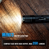 Trustfire Mini3 Edc Led Flashlight Keychain 350 Lumens Wide Voltage Design 1.2v/1.5v/3.7v/4.2v Aaa 10440 Battery Ipx8 Torch Ligh