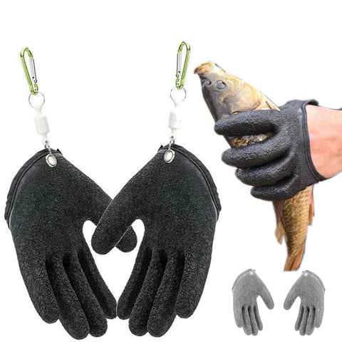 Fishing Gloves Anti-Slip Protect Hand from Puncture Scrapes  Fisherman Professional Catch Fish Latex Hunting Gloves Left/Right