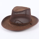 Caluriri Breathable Mesh Men Western Cowboy Hat Outdoor Stra