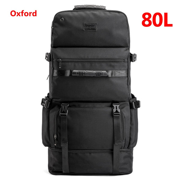 80L Large Capacity Backpack Multifunction Canvas Luggage Backpacks Men Travel Pack Bag Moutaineering Package Bags Vintage XA75C