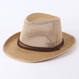 Caluriri Breathable Mesh Men Western Cowboy Hat Outdoor Stra