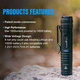 Trustfire L2 Tactical Led Flashlight Cree Xp-L Hd 1000 Lumens Powered By 14500 Aa Battery Ipx8 2 Modes Powerful EDC Torch Lights