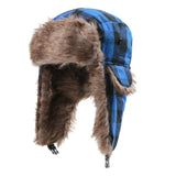 Plaid Trapper Bomber Fur Hats for Skiing Snowboarding Skating Winter Warm Men Women Ear Protector Caps Cycling Hiking Camping