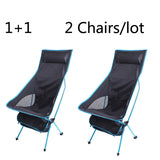 2 PCS Portable Ultralight Outdoor Folding Camping Chair Moon Chairs High Load Travel Beach Hiking Picnic BBQ Seat Fishing Tools