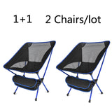 2 PCS Portable Ultralight Outdoor Folding Camping Chair Moon Chairs High Load Travel Beach Hiking Picnic BBQ Seat Fishing Tools