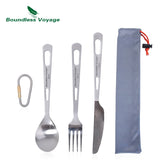 Boundless Voyage Titanium Camping Spoon Fork Spork Knife Chopsticks Straw Portable Tableware Cutlery Flatware Mess Kit