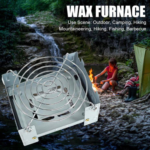 Portable Camping Wood Stove Outdoor Camping Foldable Wax Furnace with Stainless Steel Disc Wire Bracket Picnic Equipment