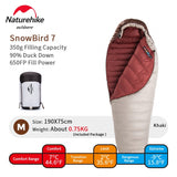 New Naturehike Winter 20D Mummy Sleeping Bag SnowBird Outdoor Camping Ultralight 650FP Duck Down Keep Warm Portable Sleeping Bag