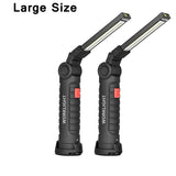 USB Rechargeable LED Flashlight with Built-in Battery Set Multi Function Folding Work Light 5 Modes COB LED Camping Torch