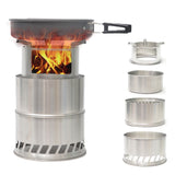 VILEAD Camping Wood Stove Equipment Stainless Steel Portable Cooking Burner Outdoor Heater Stove Tourist Burner Charcoal Grill