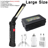 USB Rechargeable LED Flashlight with Built-in Battery Set Multi Function Folding Work Light 5 Modes COB LED Camping Torch