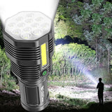 Strong Powerful LED Flashlight Tactical Torch USB Rechargeable 4 Modes Waterproof Lamp Ultra Bright Lantern Camping Fishing