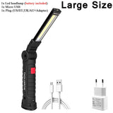 USB Rechargeable LED Flashlight with Built-in Battery Set Multi Function Folding Work Light 5 Modes COB LED Camping Torch