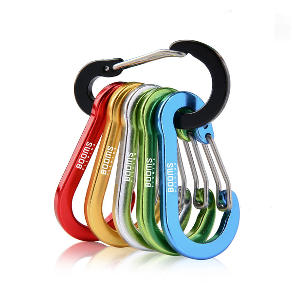 Booms Fishing CC1 6/10Pcs Aluminum Alloy Carabiner Keychain Outdoor Camping Climbing Snap Clip Lock Buckle Hook Fishing Tools