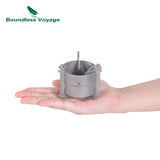 Boundless Voyage Titanium Mini Alcohol Stove Spirit Burner Outdoor Camping Stove with Foldable Stands Brackets Ti2016C