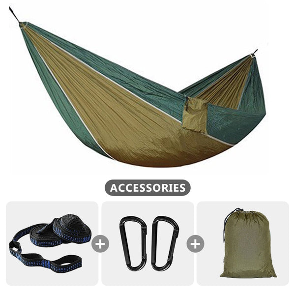 Camping Hammock For Single 220x100cm Outdoor Hunting Survival Portable Garden Yard Patio Leisure Parachute Hammock Swing Travel