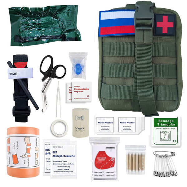 46 Pcs Survival First Aid Kit Molle Outdoor Gear Emergency Kits Trauma Bag For Camping Hunting Disaster Adventures Survival Kit