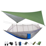 Lightweight Portable Camping Hammock and Tent Awning Rain Fly Tarp Waterproof Mosquito Net Hammock Canopy 210T Nylon Hammocks