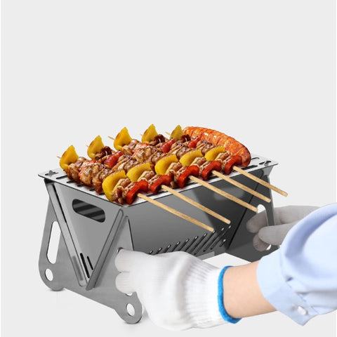 Charcoal Grill Barbecue BBQ Grill Stainless Steel Folding Camping Grill Stove