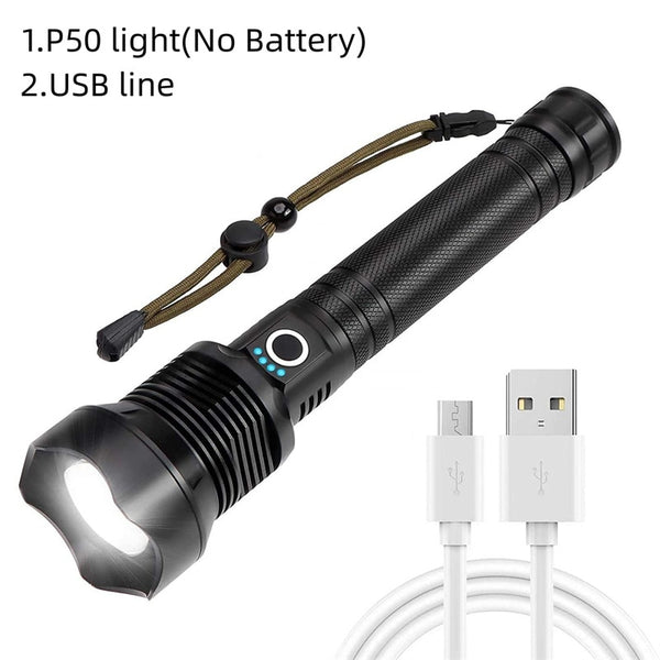 90000 Lumens Led Flashlights USB Rechargeable LED Brightest Flashlight Waterproof Zoomable LED Tactical Torch Light for Camping