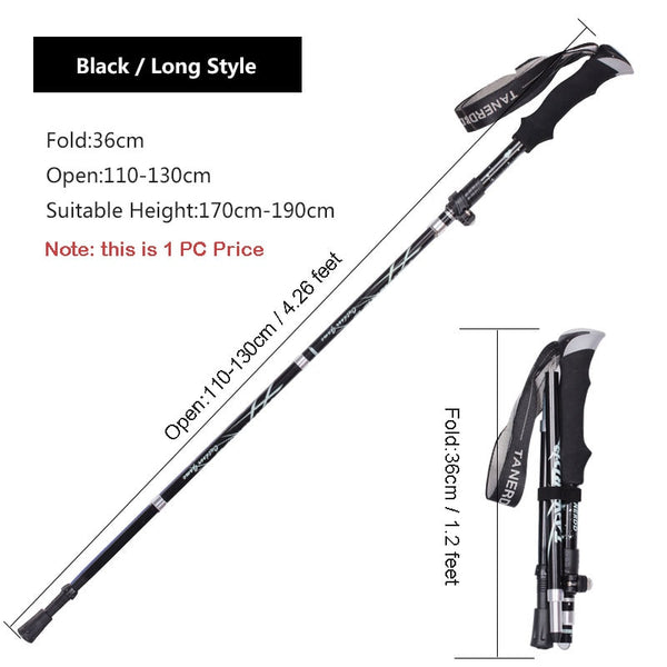 Outdoor Portable Folding Nordic Walking Pole 1PC 250G Ultralight Trekking Pole Hiking Stick