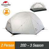 Naturehike Camping Tent 2 Person Mongar Ultralight Tent Outdoor Travel Tent Double Layer Waterproof Tent 3 Season Portable Tent