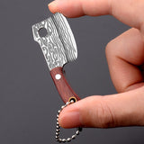 Portable Mini Wood Handle Ax Knife Keychain With Cover Creative Pocket Hatchet Outdoor Small Cutter Tool Bag Decorating Rings