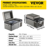 VEVOR 20L 22L 35L 45L 55L Car Refrigerator Mini Fridge Freezer Portable Compressor Cooler 12/24V DC 110-240V Ice Box for Camping