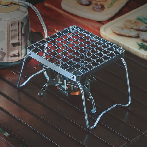 Multifunctional Folding Campfire Grill Portable Stainless Steel Camping Grill Grate Gas Stove Stand Outdoor Wood Stove Stand