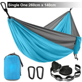 Solid Color Parachute Hammock with Hammock straps and Black carabiner Camping Survival travel Double Person outdoor furniture