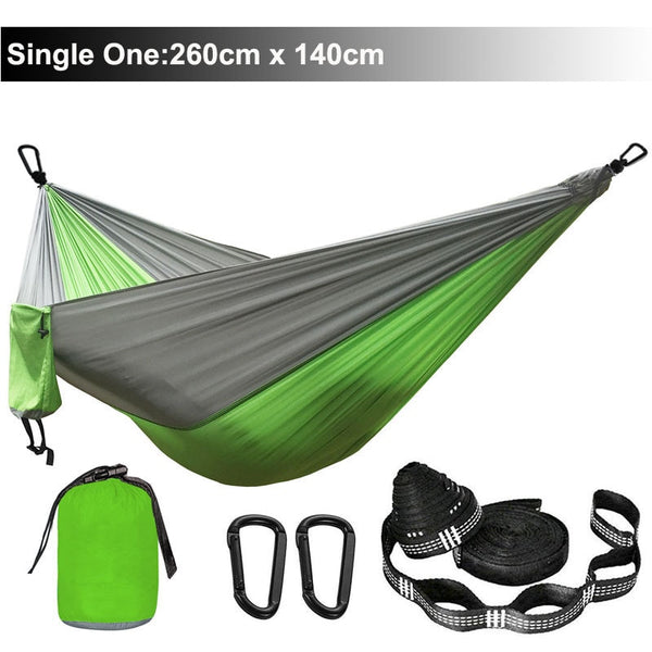 Solid Color Parachute Hammock with Hammock straps and Black carabiner Camping Survival travel Double Person outdoor furniture