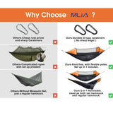 MLIA  Large Camping Hammock with Mosquito Net 2 Person Pop-up Parachute Lightweight Hanging Hammocks Tree Straps Swing Hammock