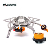 PACOONE Tourist Burner Camping Wind Proof Gas Stove Outdoor Strong Fire Stove Heater Portable Folding Ultralight Picnic Cooker