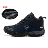 SALUDAS Men's Trail Running Shoes Winter Sneakers Outdoor Leather Camping Hiking Shoes Fur Warm High Top Boots Sneakers Male