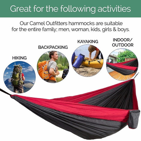 Nylon Color Matching Hammock Outdoor Camping Ultra Light Portable Hammock for Double Person Outdoor Recreation Hammock Swing