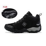 SALUDAS Men's Trail Running Shoes Winter Sneakers Outdoor Leather Camping Hiking Shoes Fur Warm High Top Boots Sneakers Male