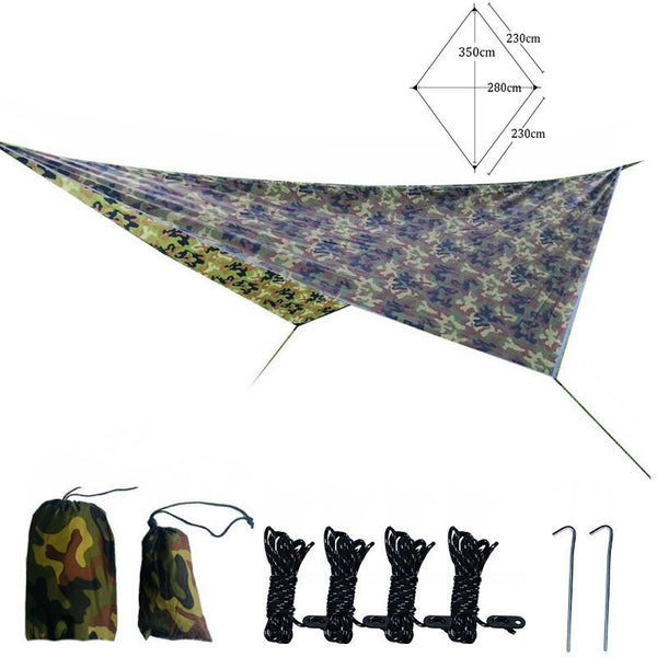 210T Waterproof Tarp Tent Shade Outdoor Camping Hammock Rain Fly UV Garden Awning Canopy Sunshade Ultralight Rhombus/Hexagonal