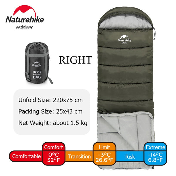 Naturehike Sleeping Bag Ultralight Compact Potable Envelope Winter Sleeping Bag Cotton Quilt Travel Outdoor Camping Sleeping Bag