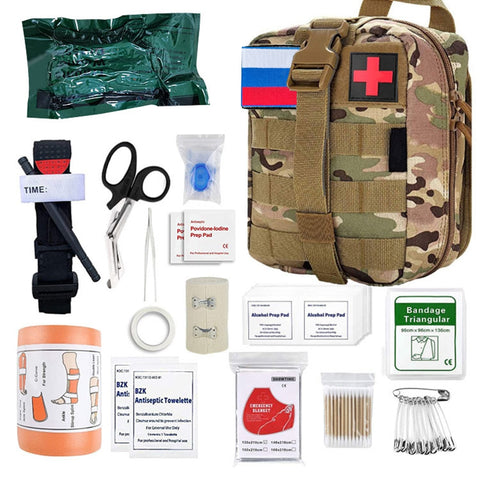 46 Pcs Survival First Aid Kit Molle Outdoor Gear Emergency Kits Trauma Bag For Camping Hunting Disaster Adventures Survival Kit