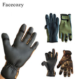 Facecozy Outdoor Winter Fishing Gloves Waterproof Three or Two Fingers Cut Anti-slip Climbing Glove Hiking Camping Riding Gloves